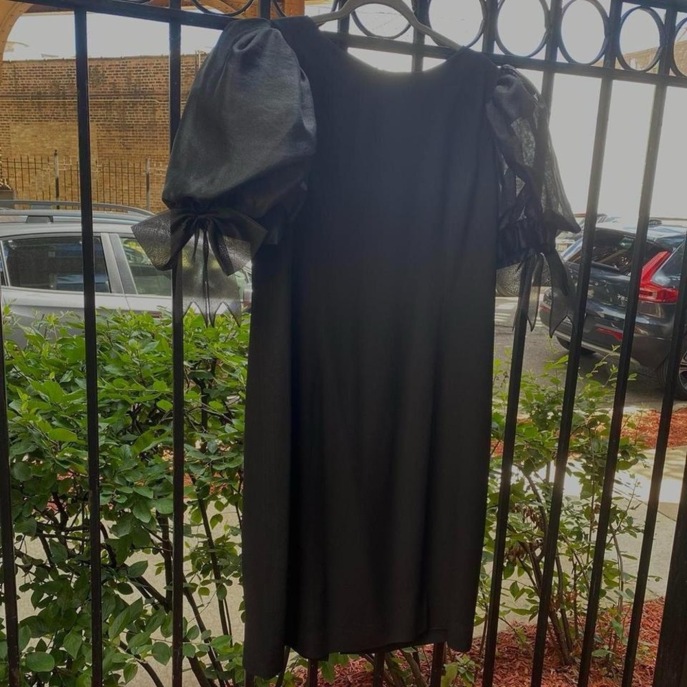 vintage 80s bow sleeve dress - Picture 3 of 4